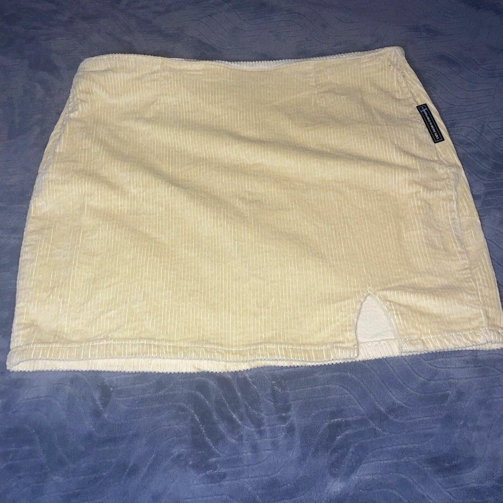 BP Corduroy High Waist Corduroy Mini Skirt Beige with Pockets and slit Size 1X